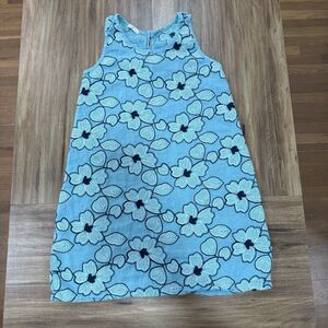 VASNA Blue Floral Botanical Boho Sleeveless Linen Dress Made In Italy Sz Small